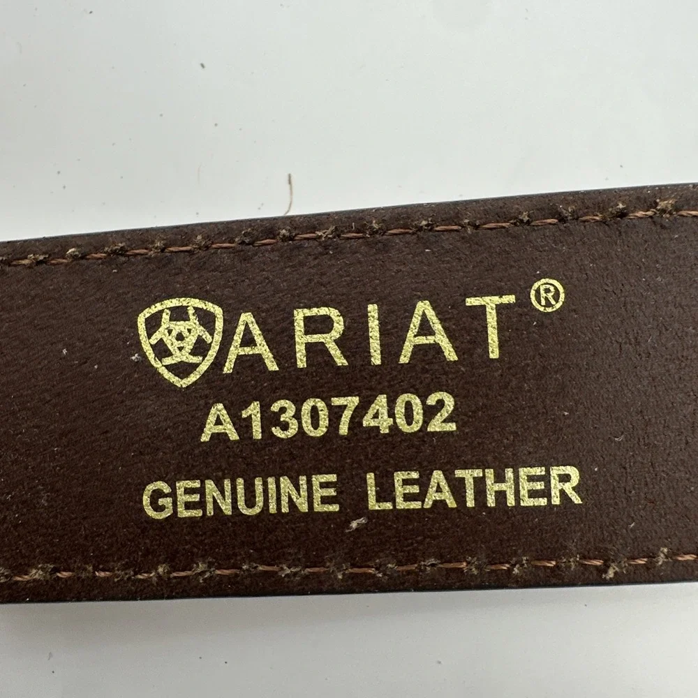 Ariat Boys Stitch USA Flag Shield Brown Belt -7402 sz 24 EUC